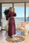 8080 Modal Katlı Elbise Bordo