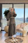 8080 Modal Katlı Elbise Haki