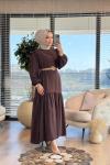 8080 Modal Katlı Elbise Kahve