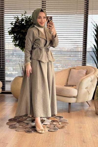 823 Ön İki Metal Düğmeli Takım Haki