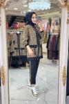 9768 Leopar Desenli Fermuarlı Takım Siyah