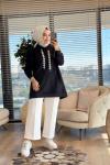 HWN9021 Parla Kanguru Cepli Sweat Siyah