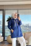 HWN9021 Parla Kanguru Cepli Sweat İndigo