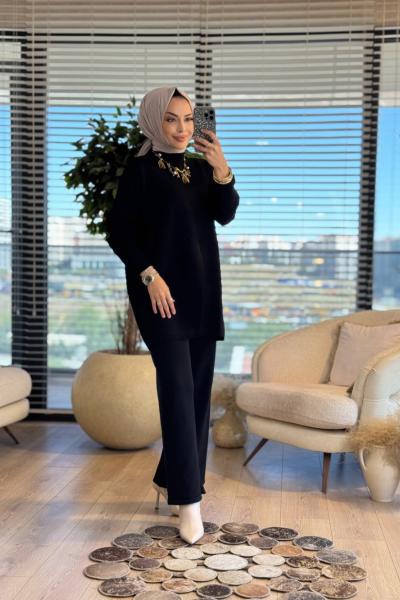 MRW1559 Makas Triko Tunik Siyah