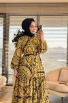 MRW1745 Desenli Elbise Gold