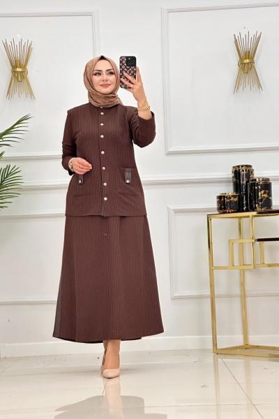 ILGIN ETEKLİ TAKIM-KAHVERENGİ