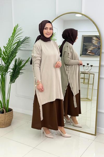LUMİA MERSERİZE TUNİK - BEJ