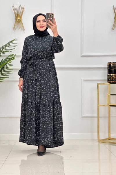 MELİKE ELBİSE-SİYAH PUANTİYE