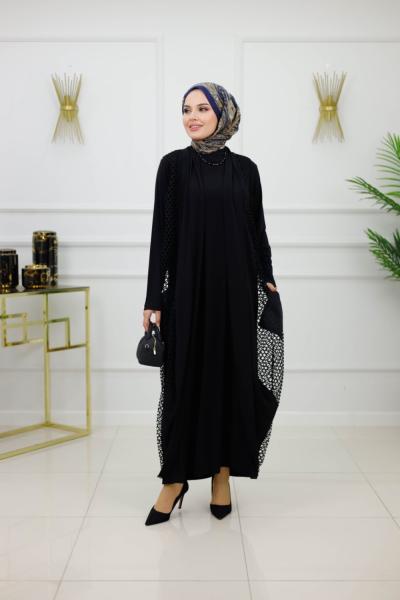 SİDA YELEKLİ ELBİSE-SİYAH