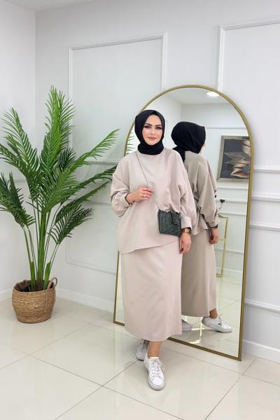 SİMA ETEKLİ TAKIM-BEJ