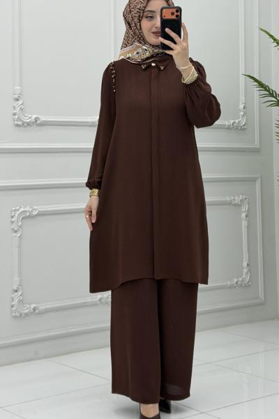 Işıltı Takım Kahverengi