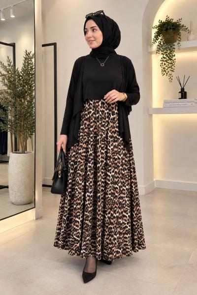 Leopar Desen  Tilda Elbise Siyah